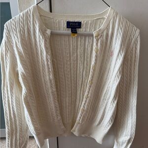 Polo by Ralph Lauren Cream Cable Knit Cardigan girls’ size 12-14